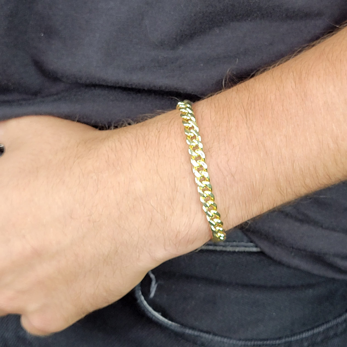 14K Gold Cuban Chain Bracelet 6.6 mm