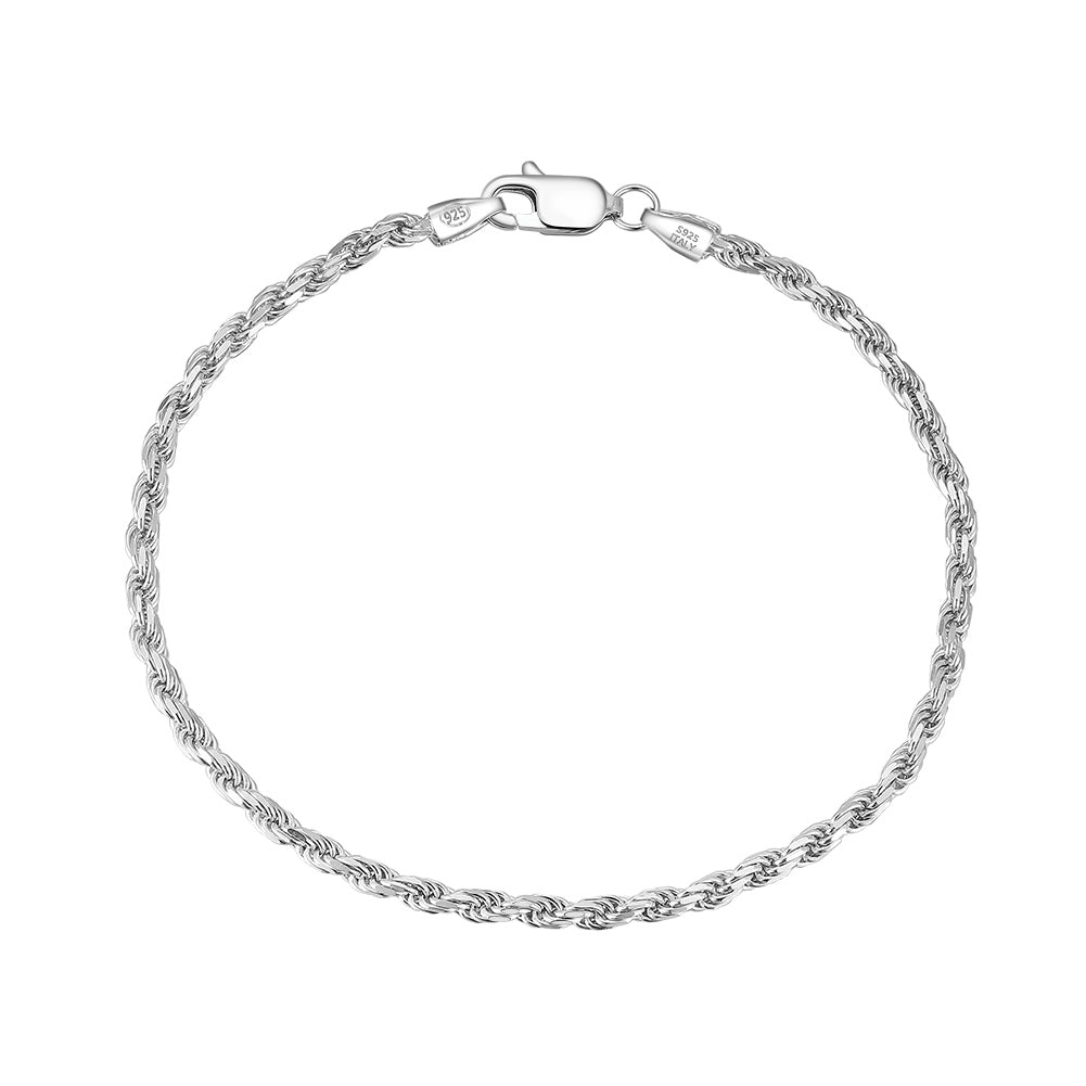 Diamond Cut Braided Rope Bracelet 3.3 mm