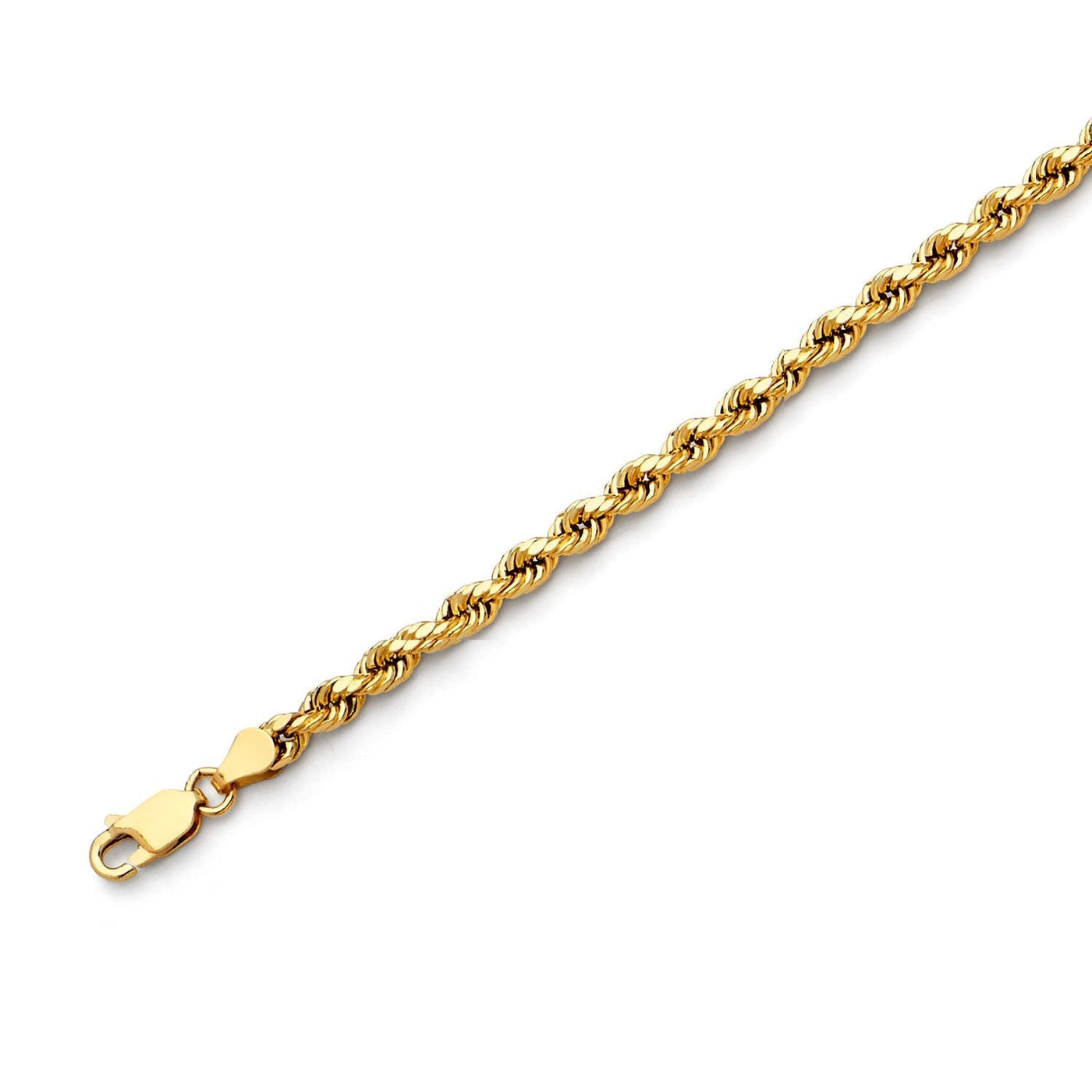 14K Gold Diamond Cut Rope Bracelet 4.0 mm