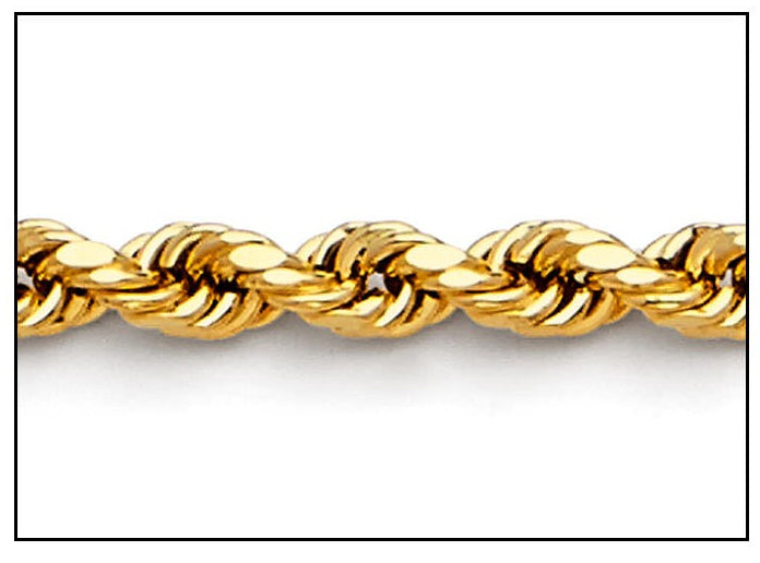 14K Gold Rope Diamond Cut Chain 4.0 mm