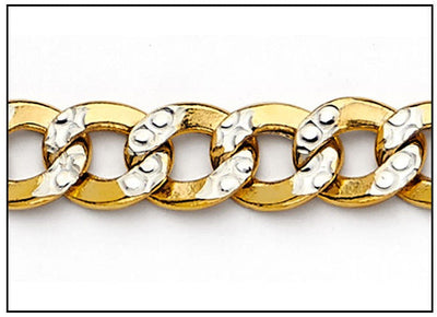 10K Gold Curb Pave Chain Bracelet 6.5 mm