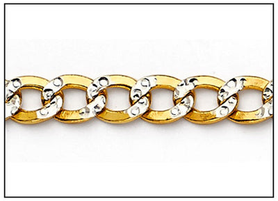 10K Gold Curb White Pave Chain 4.4 mm