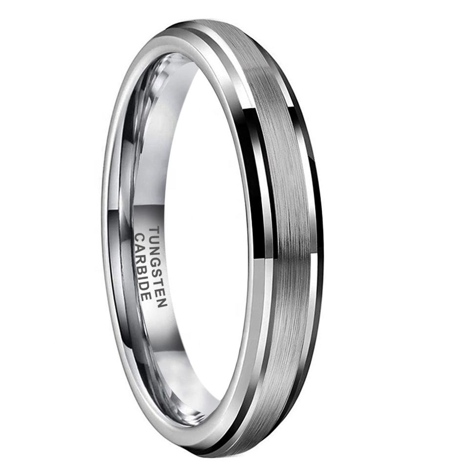 Stepped Beveled Edges Tungsten Ring