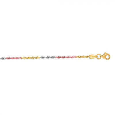 10K Gold Rope Chain Bracelet 2.3 mm